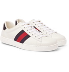 Gucci - Ace Watersnake-Trimmed Leather Sneakers - Men - White