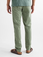 Hartford - Tanker Slim-Fit Tapered Pleated Cotton-Twill Drawstring Trousers - Green