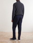 Zegna - Tapered Pleated Wool-Canvas Trousers - Blue