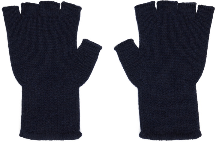 Photo: The Elder Statesman Navy Fingerless Gloves