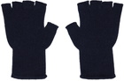 The Elder Statesman Navy Fingerless Gloves