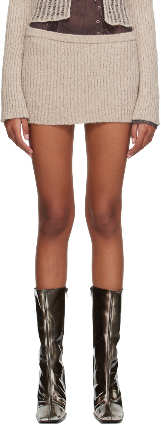 Miista Beige Maru Miniskirt MIISTA