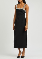 Odd Muse Ultimate Muse Embellished Stretch-crepe Midi Dress Square-neck, Black UK12 / M