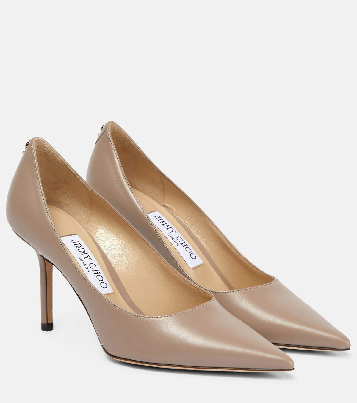 Jimmy Choo Taupe Grey Patent Leather Chery 85 Pumps