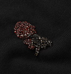 Alexander McQueen - Slim-Fit Suede Elbow-Patch Embellished Wool and Cashmere-Blend Sweater - Black