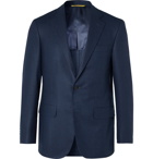 Canali - Kei Slim-Fit Micro-Checked Silk and Wool-Blend Blazer - Blue