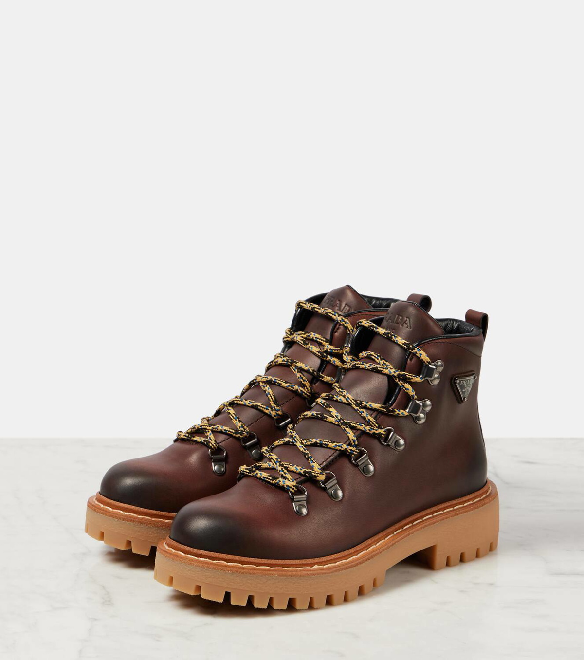 Prada St. Moritz leather lace-up boots Prada