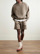 FEAR OF GOD ESSENTIALS - Straight-Leg Logo-Appliquéd Cotton-Blend Jersey Drawstring Shorts - Brown