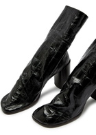 Lemaire Glove 90 Crinkled Glossed Leather Ankle Boots Black