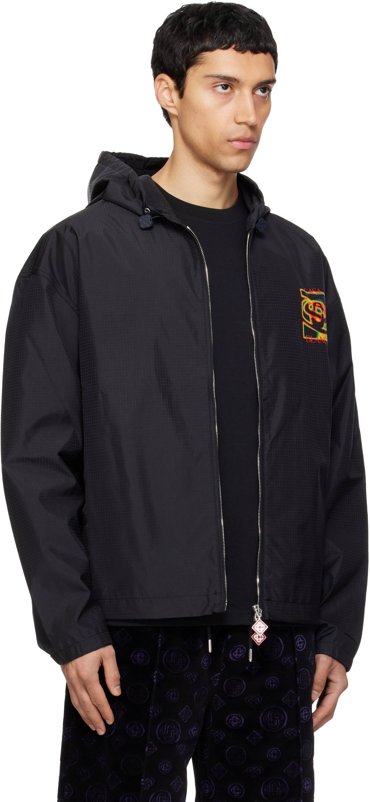 Casablanca Black Heatmap Ripstop Hooded Jacket