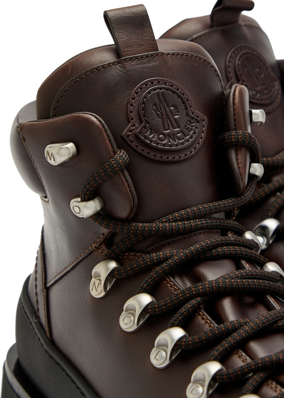 Moncler Grenoble Peak Trek Leather Hiking Boots Brown