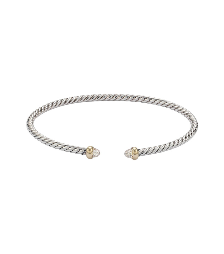 Photo: David Yurman Micro Cable Flex® sterling silver and 14kt gold cuff bracelet with diamonds
