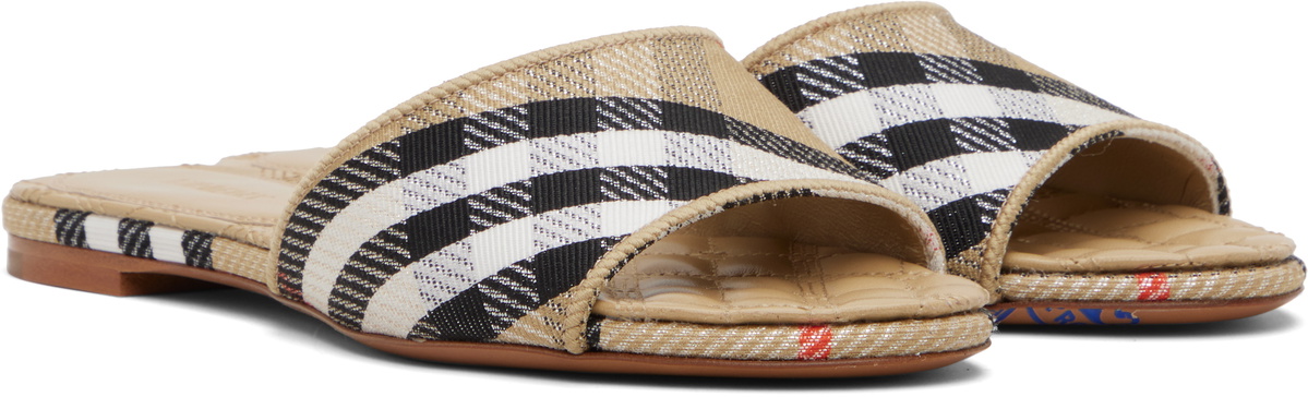 Burberry Tan Check Sloane Slides