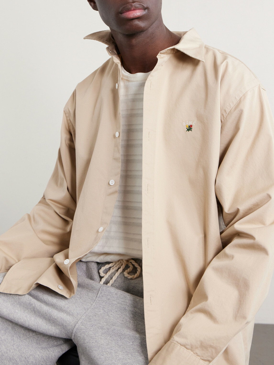 Aimé Leon Dore - Logo-Embroidered Cotton Shirt - Neutrals