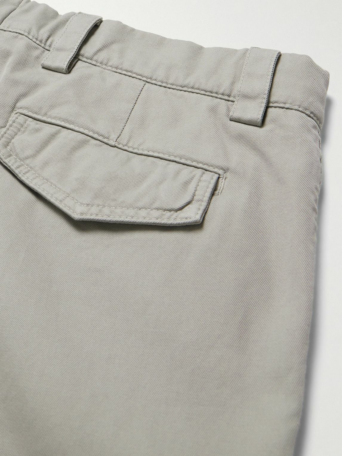 Brunello Cucinelli - Straight-Leg Cotton-Gabardine Cargo Trousers - Gray
