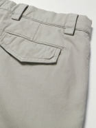 Brunello Cucinelli - Straight-Leg Cotton-Gabardine Cargo Trousers - Gray