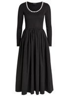 Sister Jane Forever Framed Embellished Jersey and Poplin Midi Dress Black