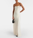 Miu Miu Logo silk-blend lamé gown