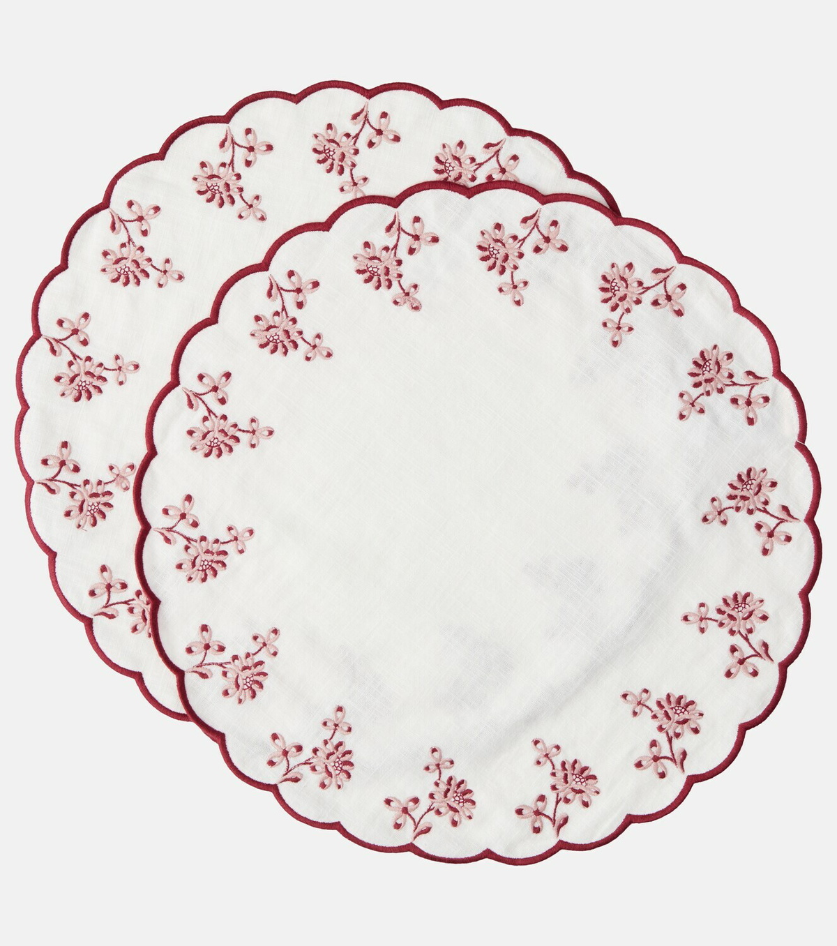 Cabana Botanica set of 2 embroidered linen placemats