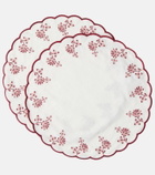Cabana Botanica set of 2 embroidered linen placemats