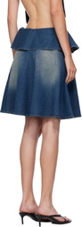 Gimaguas Blue Ruffle Denim Miniskirt