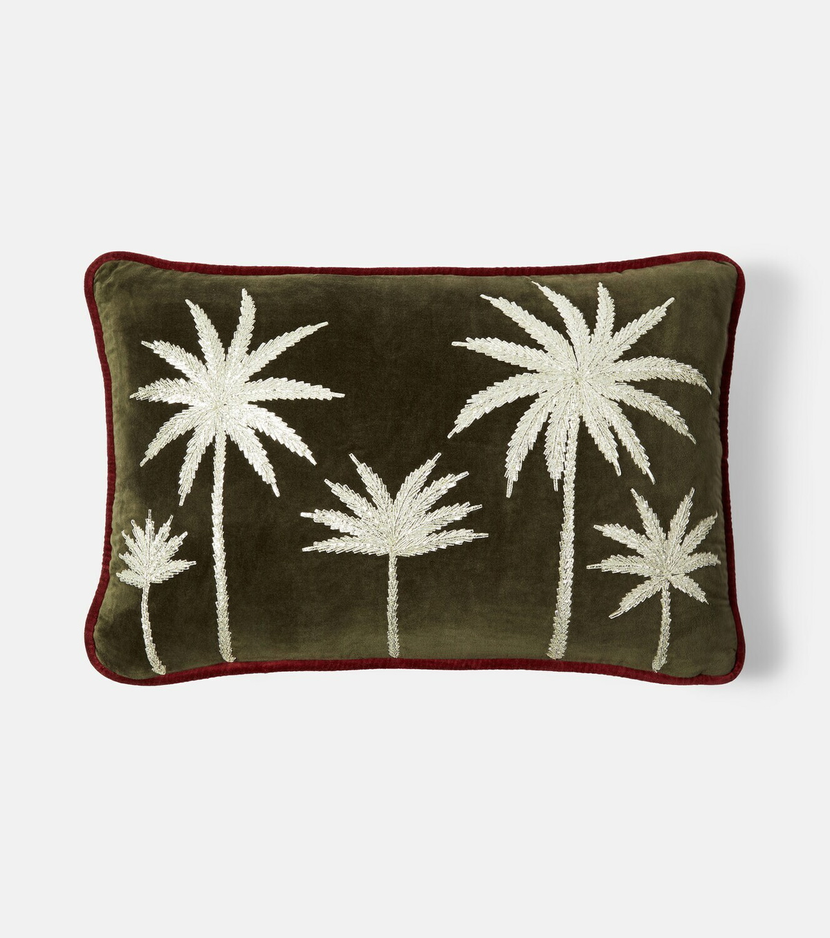 Les-Ottomans Embroidered cotton velvet cushion