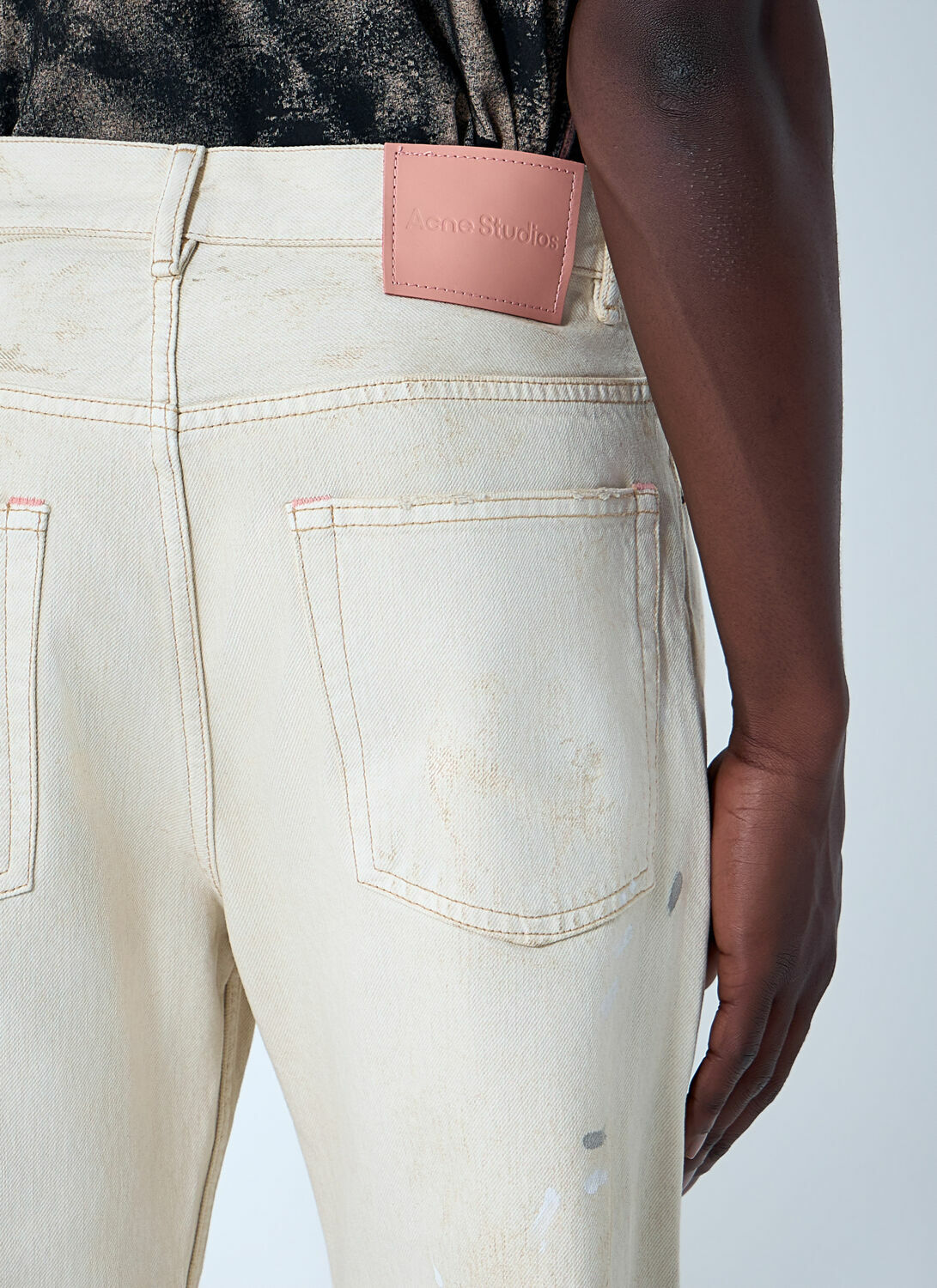 Acne Studios Paint-Splatter Wide-Leg Denim Jeans