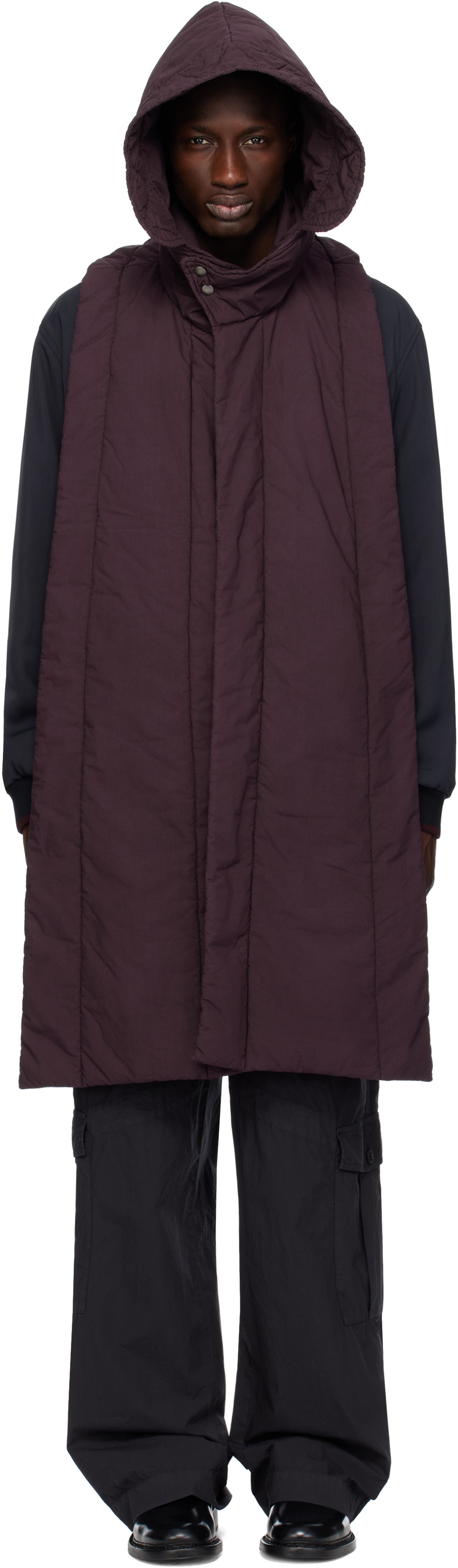 Dries Van Noten Purple Hooded Cotton Vest