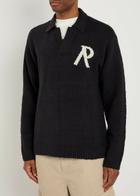 Represent Boucle Knit Cotton-blend Polo Jumper Black