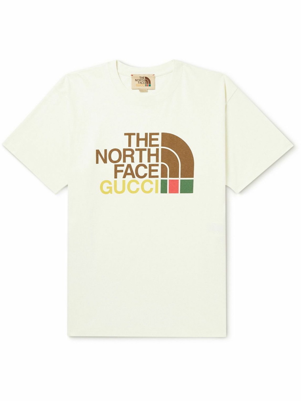 Photo: GUCCI - The North Face Logo-Print Cotton-Jersey T-Shirt - Neutrals