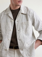 Hartford - Perry Striped Linen and Cotton-Blend Woven Jacket - White