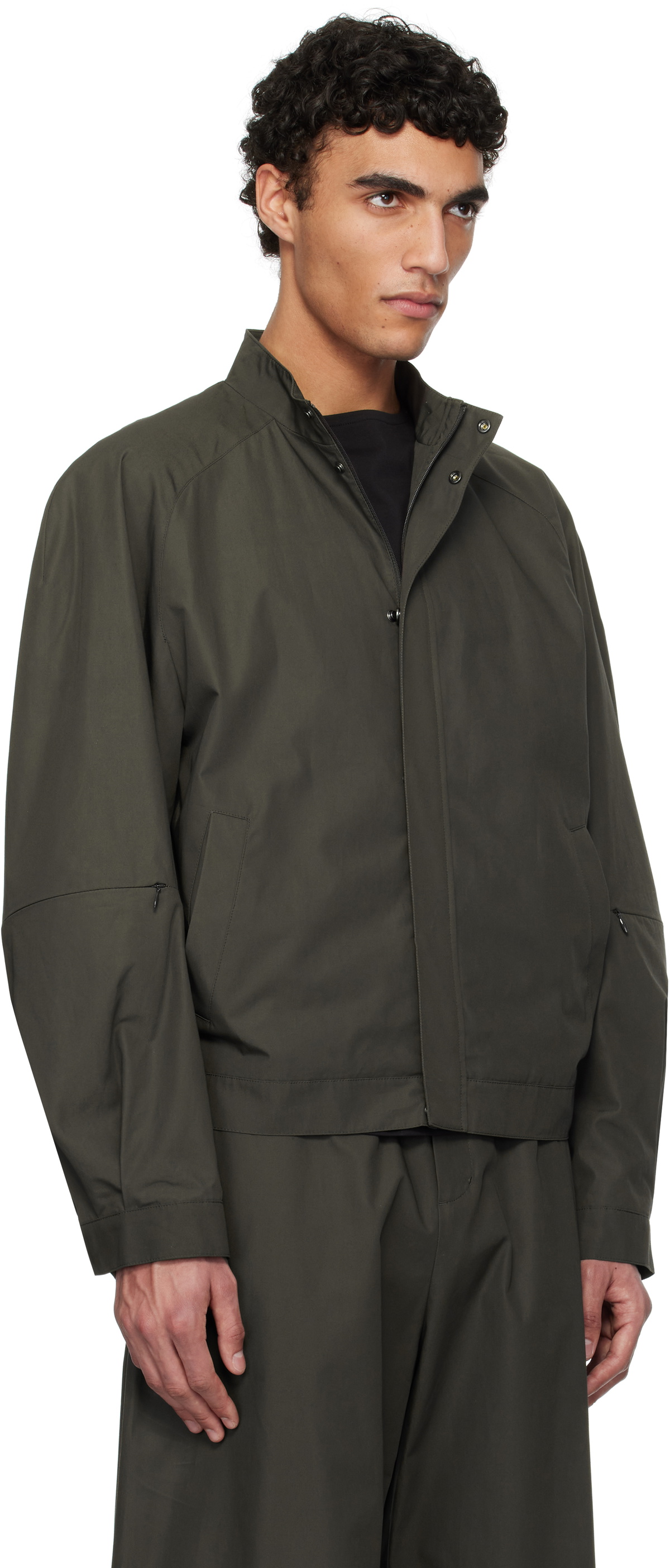 AMOMENTO Brown Raglan Cotton Zip Jacket AMOMENTO