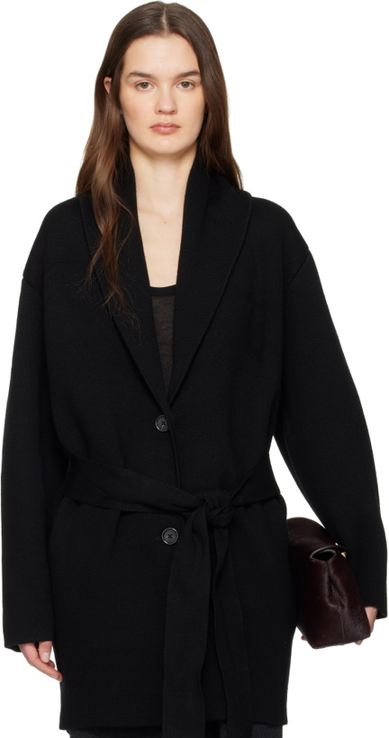 Photo: TOTEME Black Shawl-Lapel Robe Cardigan
