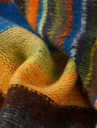 The Elder Statesman - Embroidered Striped Cashmere Blanket