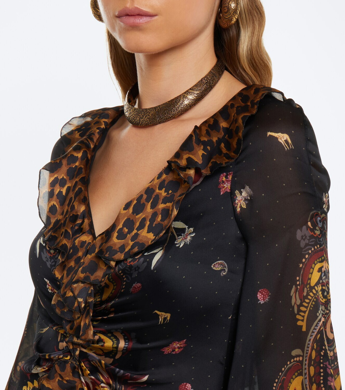 Etro Printed ruched silk maxi dress