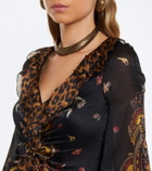 Etro Printed ruched silk maxi dress