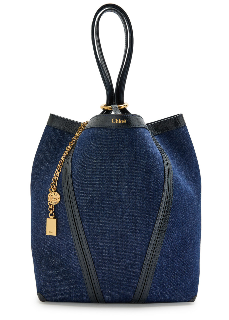 Chloe Spin Panelled Denim Tote - Blue - One Size