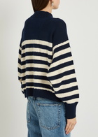 Frame Striped Cotton Cardigan Navy