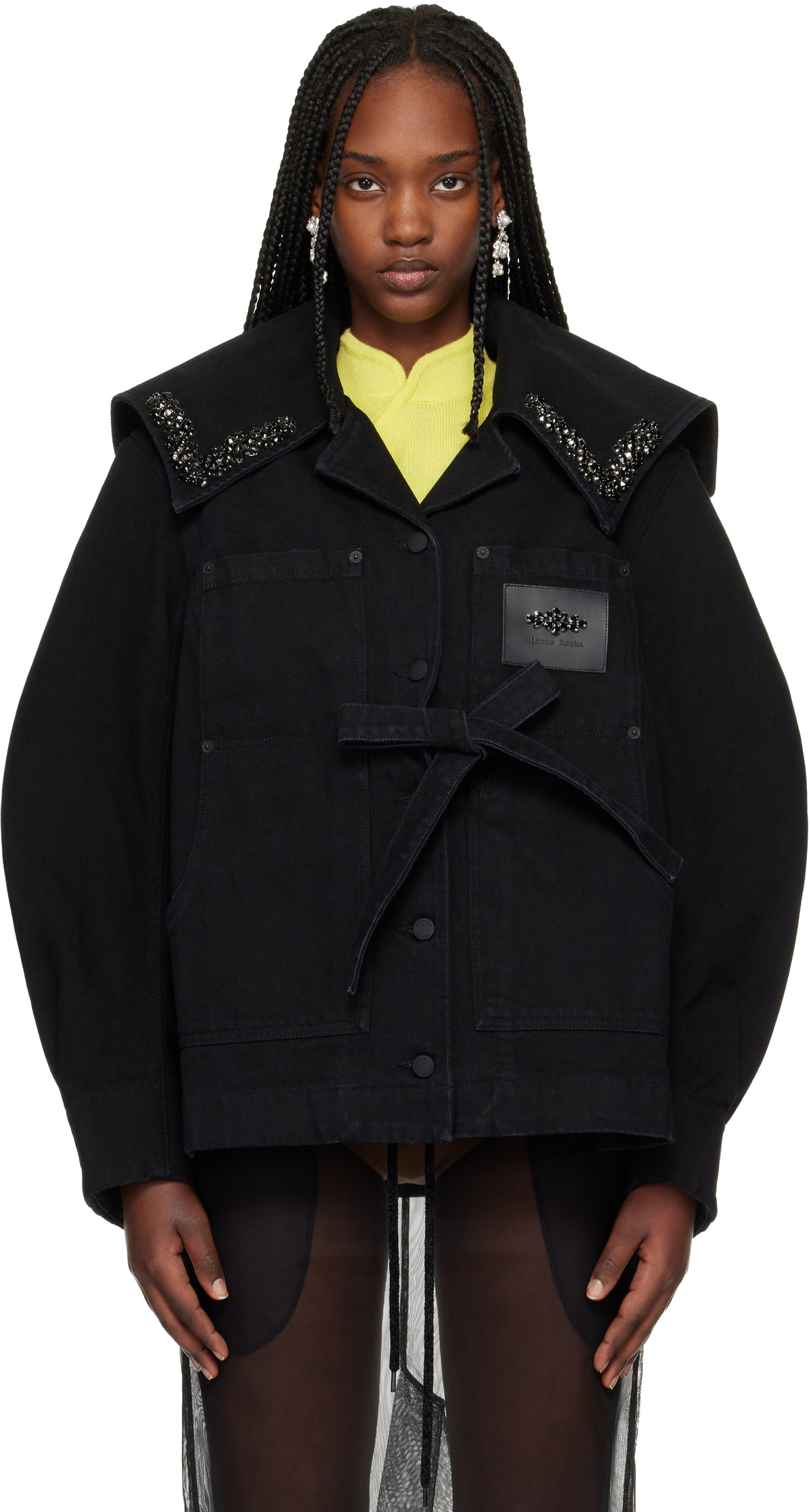 Simone Rocha Black Puff Sleeve Trapeze Jacket Simone Rocha