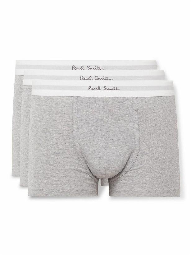 Photo: Paul Smith - Three-Pack Stretch Organic Cotton Boxer Briefs - Gray