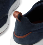 Loro Piana - Modular Walk Leather-Trimmed Canvas and Suede Sneakers - Blue