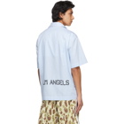 Palm Angels Blue and White Pieced Heart Short Sleeve Shirt