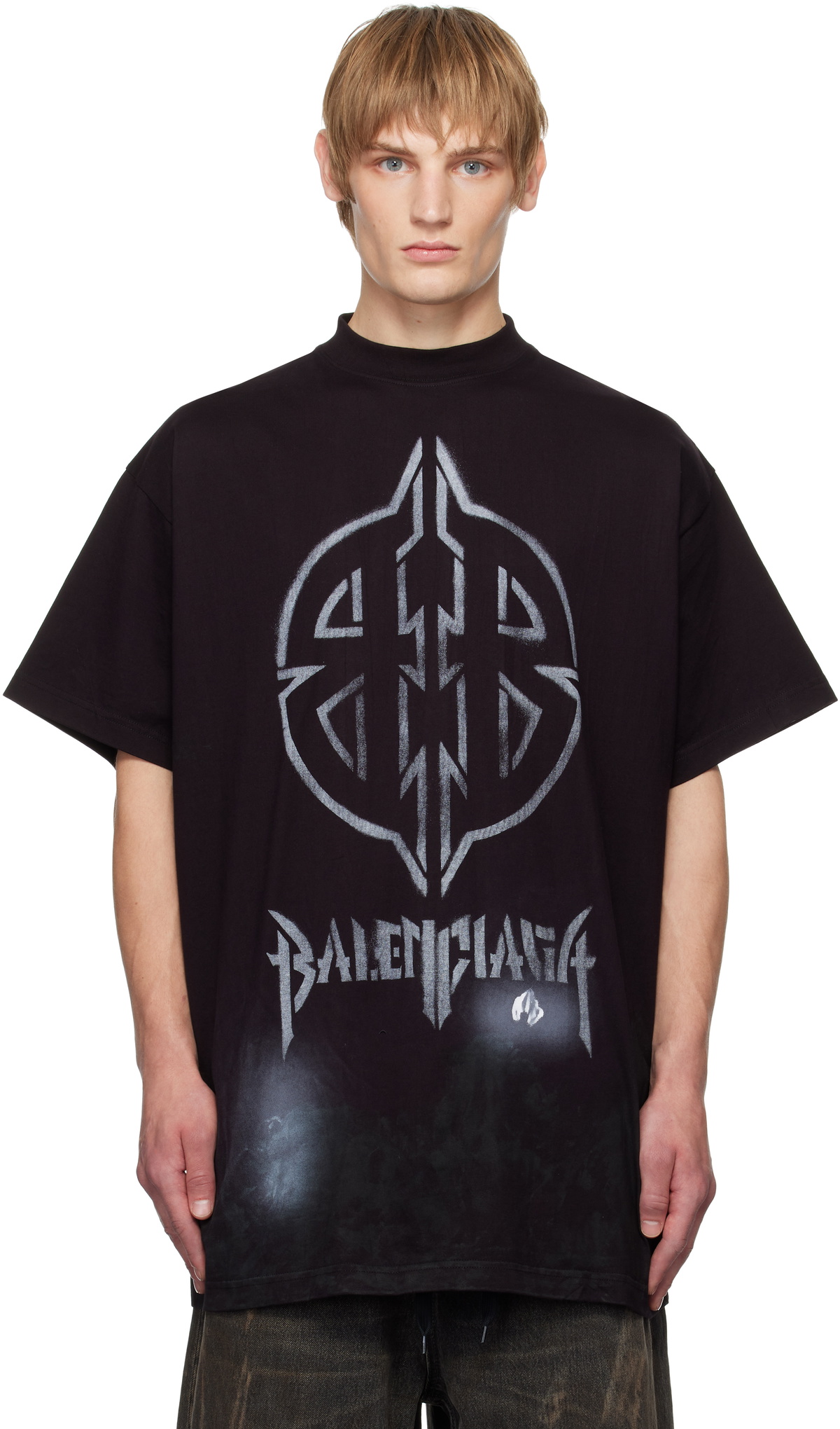 Balenciaga Black Metal BB Stencil T-shirt Balenciaga