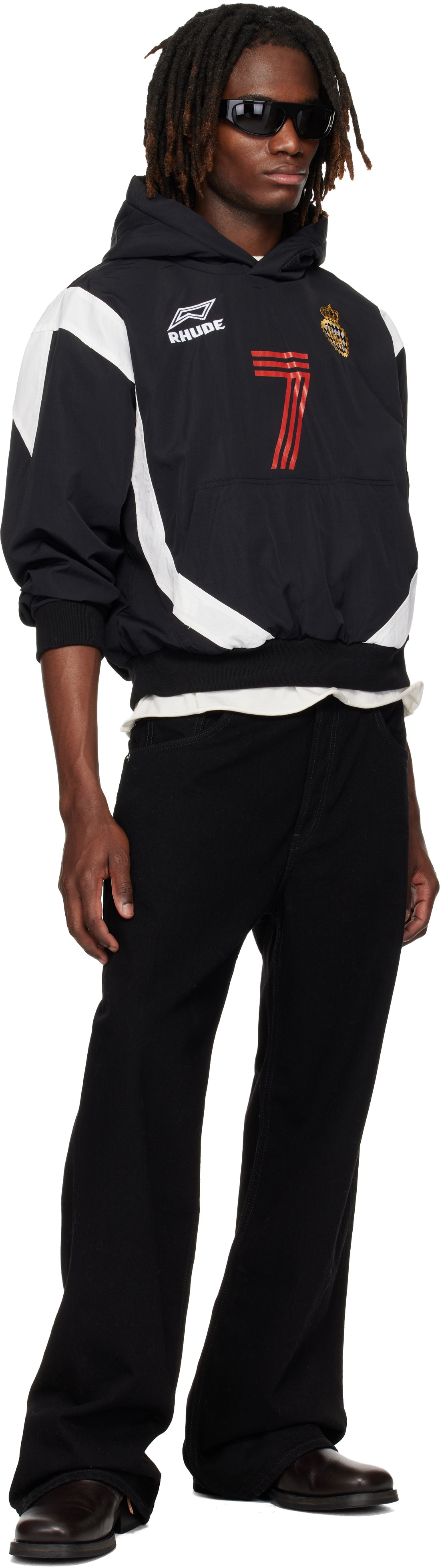 Rhude Black Lago Soccer Hoodie