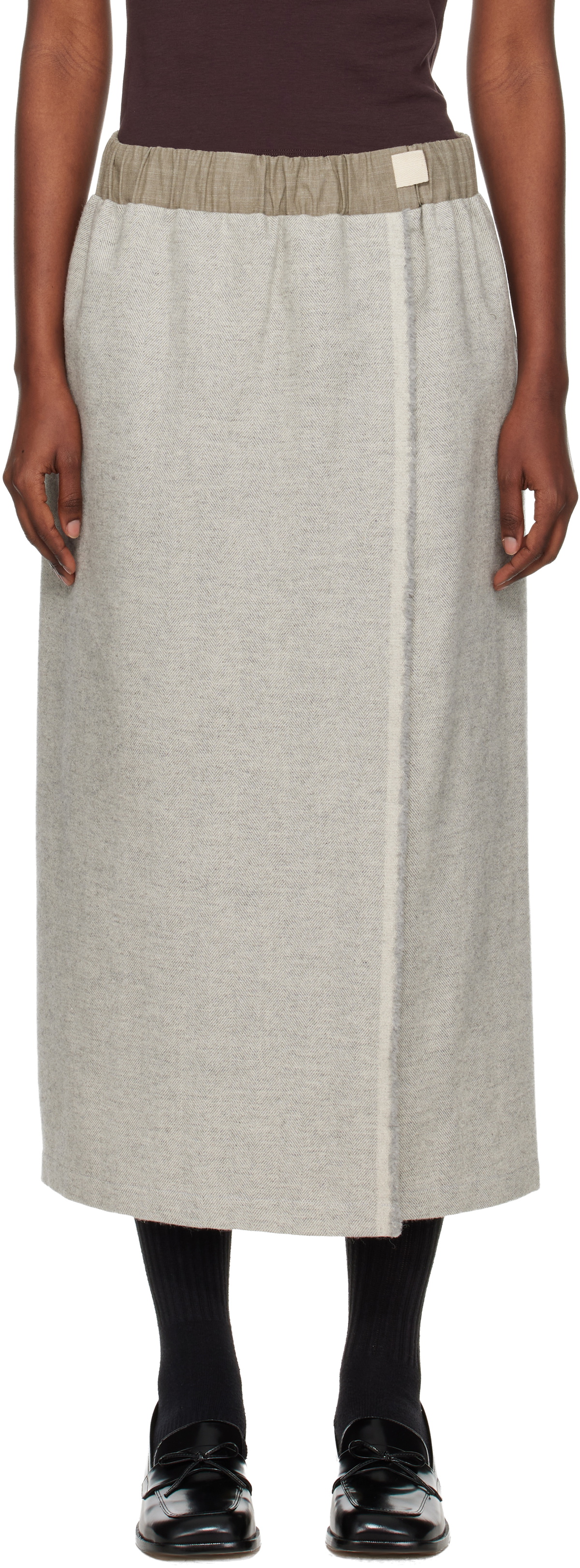SC103 Gray Lucid Midi Skirt