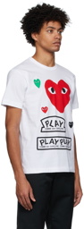 COMME des GARÇONS PLAY White & Red Multi Logo T-Shirt