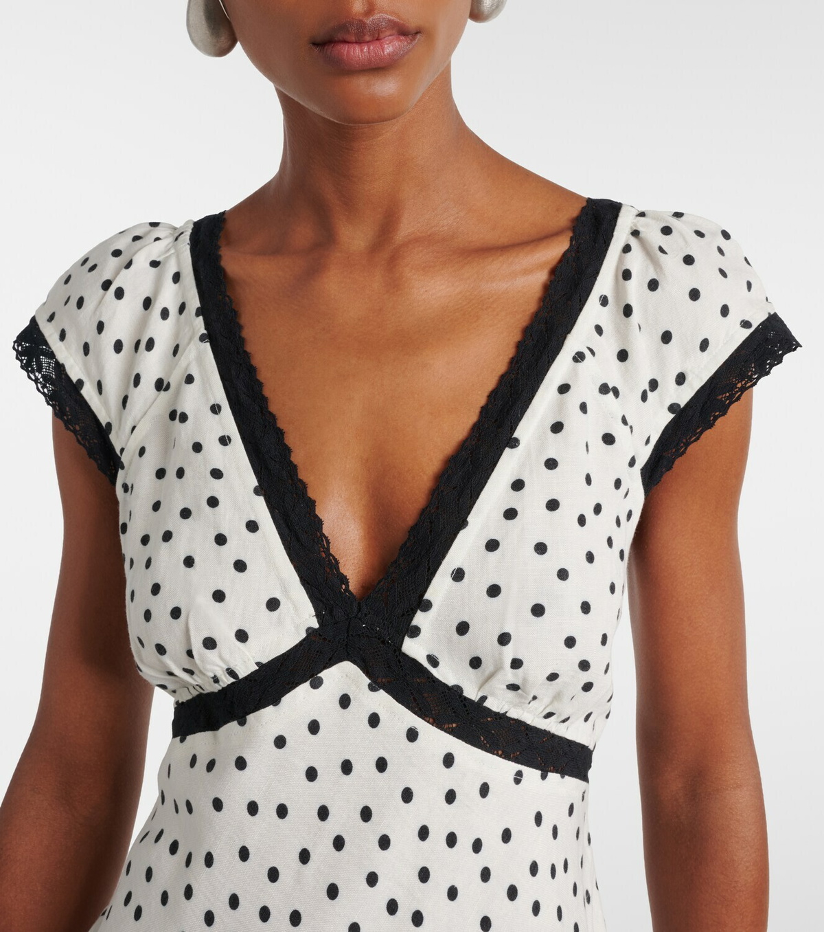 Rixo Iggy polka-dot linen-blend maxi dress