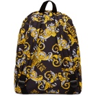 Versace Jeans Couture Black and Gold Barocco Logo Backpack
