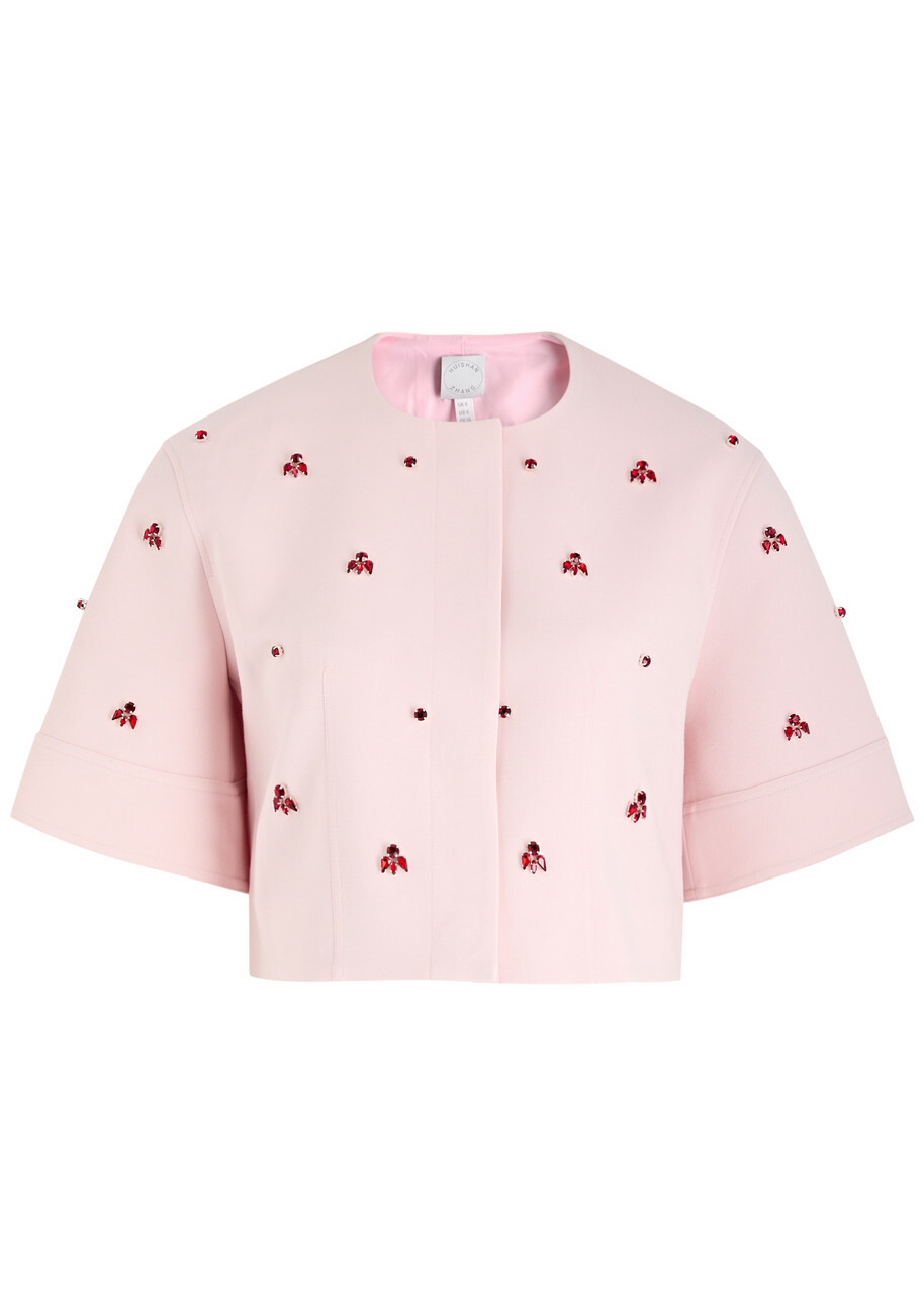 Huishan Zhang River Crystal-embellished Cropped Jacket Pink