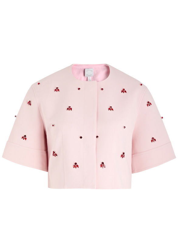 Photo: Huishan Zhang River Crystal-embellished Cropped Jacket Pink